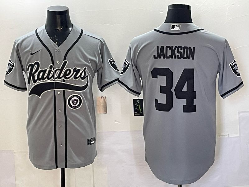Men 2025 Oakland Raiders #34 Jackson Grey 3th generation Joint Name Nike Limited NFL Jersey style 080